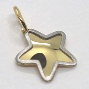 【送料無料】ネックレス　イエローゴールドペンダントホワイトイタリアサテンyellow gold pendant white 750 18k, star with edge satin, made in italy