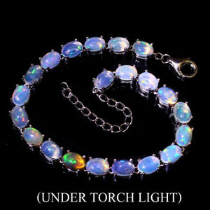 【送料無料】ネックレス　スターリングシルバーカボションオパールブレスレットインチsterling silver 925 genuine natural cabochon white opal bracelet 7 812 inch