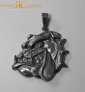 【送料無料】ネックレス　ブルドッグペンダントソリッドスターリングシルバーhighly polished angry bull dog pendant solid sterling stamped 925 silver 38g
