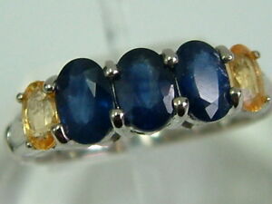 【送料無料】ネックレス　ホワイトゴールドトリプルサファイアシトリンリングpretty 9ct white gold triple sapphire and citrine ring