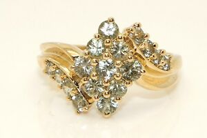 【送料無料】ネックレス　イエローゴールドペリドットクラスタバイパスリングサイズstunning 9ct yellow gold peridot cluster bypass ring, size o, 33g