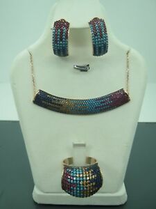 【送料無料】ネックレス　トルコハンドメイドジュエリースターリングシルバーマルチストーンレディースイヤリングセットturkish handmade jewelry 925 sterling silver multi stone ladies earring set