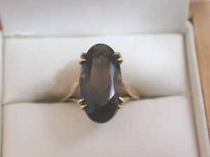 【送料無料】ネックレス　スモーキークォーツレディースリングゴールドvery nice smokey quartz ladies ring 9ct gold fully hallmarked｜hokushin