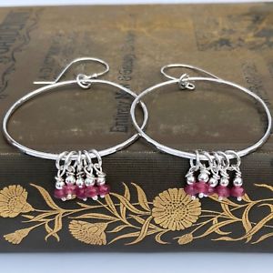【送料無料】ネックレス　スターリングシルバーフープイヤリングハンドメイドイヤリングruby sterling silver big hoop earrings hammered handmade statement earrings｜hokushin
