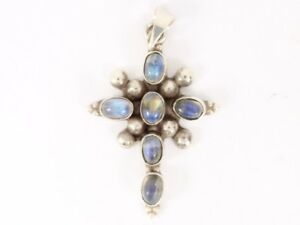 【送料無料】ネックレス　ムーンストーンクロスペンダントスターリングシルバーメキシコmoonstone cross pendant sterling silver mexican 925 66g cm87
