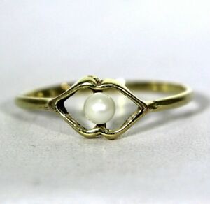 【送料無料】ネックレス　9ct 9kイェローゴールドパールサイズ614 m9ct 9k yellow gold pearl heart ring size 6 14 m