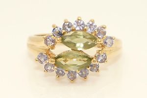 【送料無料】ネックレス　イエローゴールドグリーンサファイアタンザナイトクラスタリングサイズ9ct yellow gold green sapphire amp; tanzanite cluster ring, size n