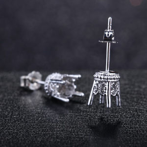 【送料無料】ネックレス　10kホワイトゴールドsemiイアリングヴィンテージマウントsolid 10k white gold women lady semi mount earrings vintage antique wedding