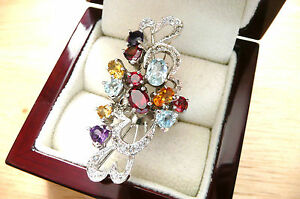 【送料無料】ネックレス　garnet blue topaz amethyst heart925statement long ring sz n7garnet blue topaz amethyst heart 925 silver statement long rin