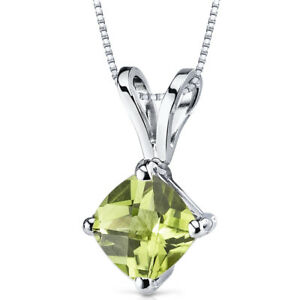 【送料無料】ネックレス　ホワイトゴールドペリドットペンダントクッションカット×14k 14ct white gold 1 ct peridot pendant cushion cut 6 x 6 mm 26,625円
