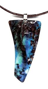 【送料無料】ネックレス　オーストラリアオパールペンダントコード48x25x5 mm51 ctbig australian blue boulder opal silver pendant leather cord 48x25x5 mm 51 ct 26,985円