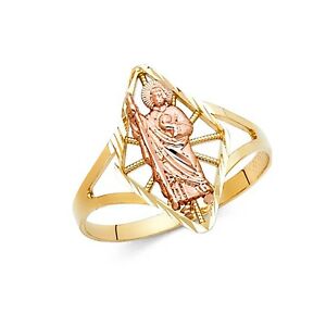 【送料無料】ネックレス　リアルソリッドトーンゴールドセントジュードリング14k real solid two tone gold st jude thaddeus ring oro solido san judas anillo