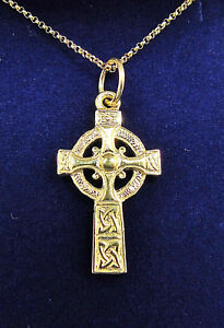 【送料無料】ネックレス　イエローゴールドセルティックドロップクロスオプションチェーン9ct hallmarked yellow gold 28mm drop x 16mm celtic cross amp; optional chain 27,365円