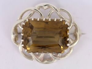 【送料無料】ネックレス　スモーキークォーツブローチスターリングシルバーレディースビンテージsmoky quartz brooch sterling silver ladies stunning vintage 925 135g bw8