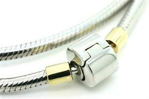 【送料無料】ネックレス　ソリッドゴールドスターリングシルバーブレスレットフィットユーロビーズ17cm, 14ct solid gold amp; 925 sterling silver bracelet fits euro beads charms｜hokushin