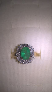 【送料無料】ネックレス　トパーズ14kイェローゴールドザンビアエメラルドstunning zambian emerald with white topaz ring 14k yellow gold plating