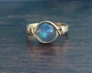 【送料無料】ネックレス　ソリッドゴールドリングリングワイヤリングリングファインリング9k solid gold ring~labradorite ring~wire ring~gemstone ring~fine ring~sjr0653