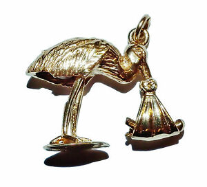 【送料無料】ネックレス　イエローゴールドfully hallmarked 9ct yellow gold traditional stork charm 27,735円
