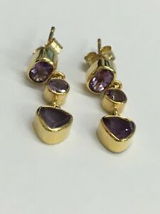 【送料無料】ネックレス　ヴィンテージ9ctイアリングwアメジスト22グラムvintage 9ct gold stud dangle earrings wamethyst 22grams