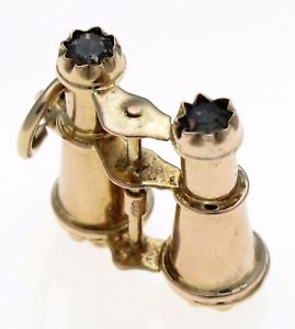 【送料無料】ネックレス　ブドウ19609ctゴールドチャームグラスレンズvintage 1960s 9ct gold hallmarked binoculars charm glass gem lenses｜hokushin 27,346円