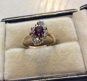 【送料無料】ネックレス　ビンテージゴールドアメジストホワイトストーンリングpretty ladies full hallmarked vintage 9ct gold amethyst amp; white stone ring k｜hokushin
