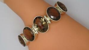 【送料無料】ネックレス　スターリングシルバースモーキークォーツインチバーブレスレットグラム**stunning sterling silver smokey quartz 8 inch tbar bracelet 509 grams**