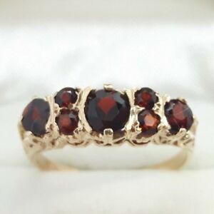【送料無料】ネックレス　イエローゴールドガーネットクラスタリング9ct yellow gold garnet cluster ring