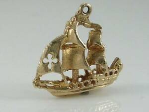 【送料無料】ネックレス　ゴールドセーリングガレオン listingvintage 3d 9ct gold sailing galleon ship charmhmk 1977 rp｜hokushin