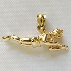 【送料無料】ネックレス　アメリカ14kイェローゴールドscubadiver3dペンダント14k yellow gold scuba diver 3d solid pendant charm, made in usa