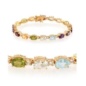 【送料無料】ネックレス　ガーネットトパーズスターリングシルバーアメジストブレスレット15ct garnet, topaz, amethyst multigem bracelet in gold ol sterling silver 7