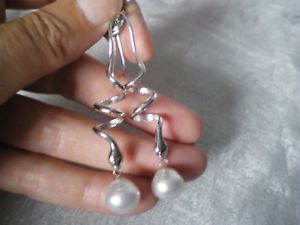 【送料無料】ネックレス　フックイヤリングスターリングシルバーグラムsouth sea cultured pearl hook dangle earrings, 512 grams of 925 sterling silver
