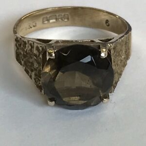 【送料無料】ネックレス　リバイバル1970s9ctイェローゴールドサイズm121977retro 1970s solid 9ct yellow gold large smoky quartz ring size m12 1977