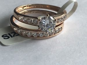 【送料無料】ネックレス　ローズゴールドサイズ9ct rose gold bridal set cz size p