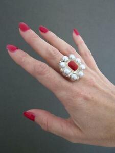 【送料無料】ネックレス　シルバーコーラルパールリングsilver coral pearl ring