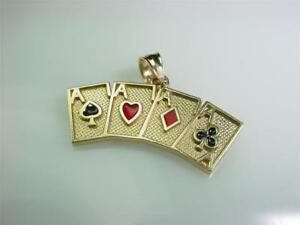 【送料無料】ネックレス　メッキポーカーカードギャンブルエナメル14k gold four aces poker card gambling charm enamel 27,346円