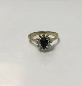 【送料無料】ネックレス　ヴィンテージゴールドサファイアリングサイズvintage 9ct gold sapphire cz ring blue pear uk size k 18g hallmarked 1991