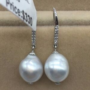 【送料無料】ネックレス　ホワイトバロックサウスシーパールシルバーフックドロップイヤリングnatural 100 guarantee white baroque south sea pearl silver hooks drop earrings