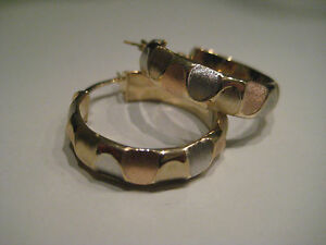 【送料無料】ネックレス　フロストゴールドフープイヤリング9ct 3 colour gold d shaped frosted amp; shiny hoop earrings arrival｜hokushin