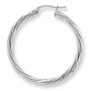 【送料無料】ネックレス　ホワイトゴールドツイストフープイヤリング9ct white gold extra large twist hoop earrings