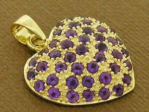 【送料無料】ネックレス p0439kイェローゴールドnaturalアメジストloveペンダントp043 genuine 9k yellow gold natural purple amethyst pave love heart pendant
