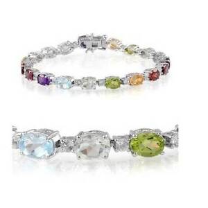 【送料無料】ネックレス　ガーネットトパーズスターリングシルバーアメジストブレスレット15ct garnet, topaz, amethyst multigem bracelet in 925 sterling silver 75