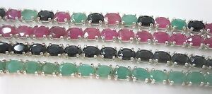 【送料無料】ネックレス　スターリングシルバーエメラルドルビーサファイアブレスレット925 sterling silver real emerald ruby sapphire bracelet 17cm 20cm girl women