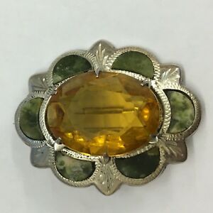 【送料無料】ネックレス　アンティークソリッドシルバーブローチメノウシトリンジョンソンantique solid silver brooch agate amp; citrine w johnson amp; son circa 1961