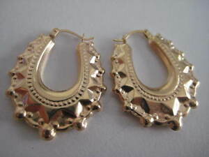 【送料無料】ネックレス　ビクトリアフープイエローゴールドイヤリングゴールドvictorian hoop earrings gold oval in 9ct yellow gold 27,725円