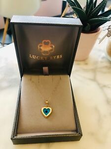 【送料無料】ネックレス　ボックス9ktイェローゴールド14ktチャーム14kt heart charm on 9kt yellow gold fine chain presented in luxury gift box