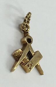 【送料無料】ネックレス ヴィンテージゴールドコンパスvintage 9ct gold masonic compass charm 25grams