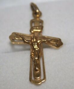 【送料無料】ネックレス　ビンテージソリッドイエローゴールドクロスペンダント100 genuine vintage 18k solid yellow gold inri crucifix cross pendant