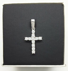 【送料無料】ネックレス　ホワイトゴールドクロスペンダントドルmiran 160798 9k white gold cz cross pendant 13g rrp 225