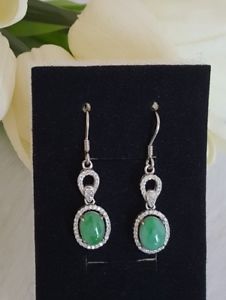 【送料無料】ネックレス　タイプシルバーイヤリングgenuine nice 35ct bright green jadeite jade type a 925 silver dangled earring