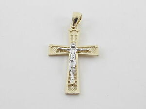 【送料無料】ネックレス　2 トーン14kイェローゴールドクロスペンダント2 tone 14k yellow gold cross charm pendant 27,365円